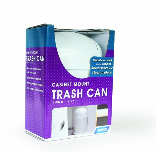 Camco Rv Cabinet Mount Trash Can | Ideal For Tight Spaces In Rvs, Boats, Dorms, Kitchens, Bathrooms, Laundry Rooms, And More | S